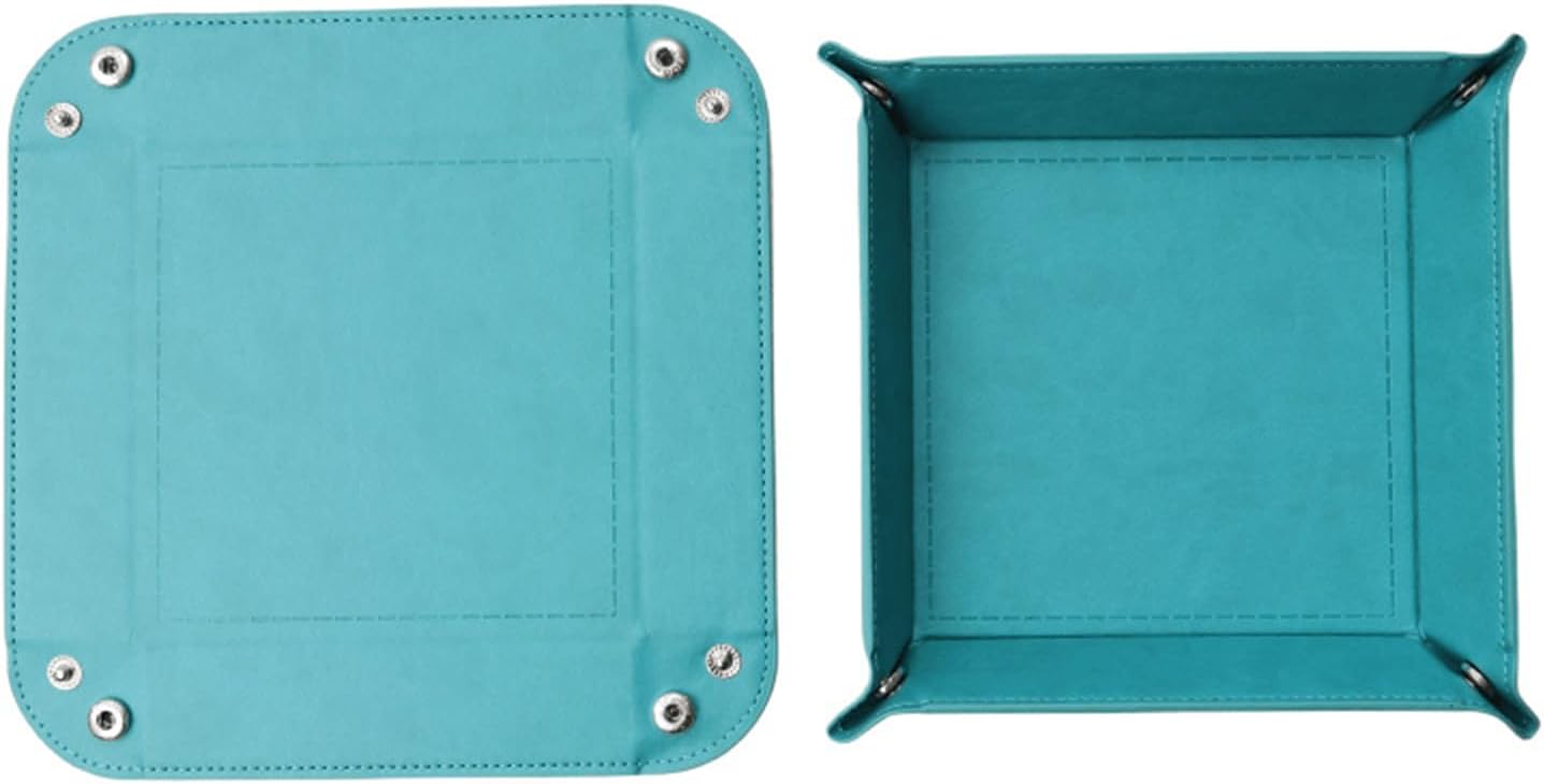 siduater Valet Tray Desktop Storage Organizer – Vegan Leather Catchall Tray Bedside Vanity Tray Nightstand Caddy Holder for Remote Controller, Watch, Keys, Phone, Wallet, Coin, Jewelry, Turquoise