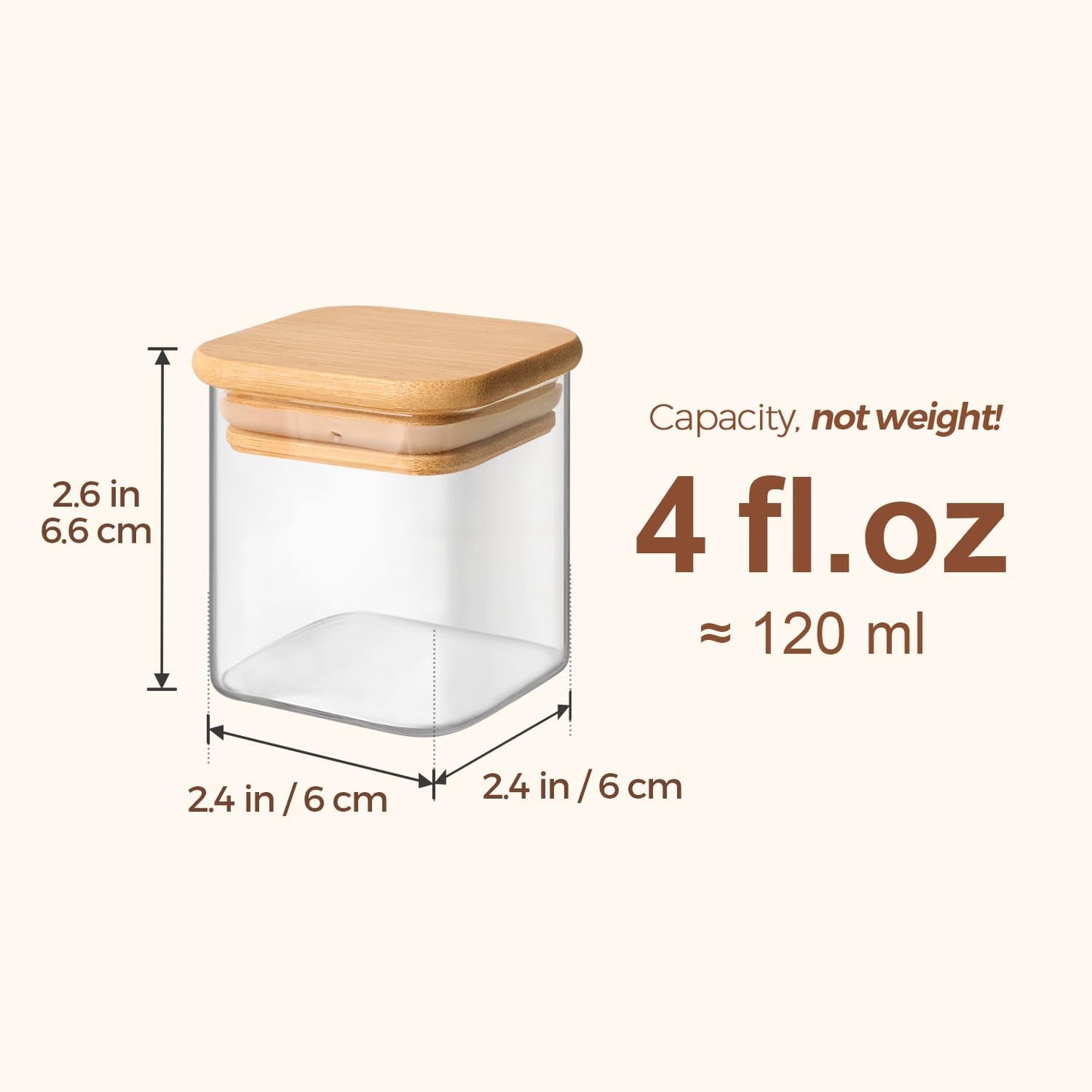 ComSaf 12Pcs Glass Spice Jars with Bamboo Lid, 4oz Airtight Square Spice Containers with 275 Black Lables, Empty Seasoning Jars for Spice Salt Sugar