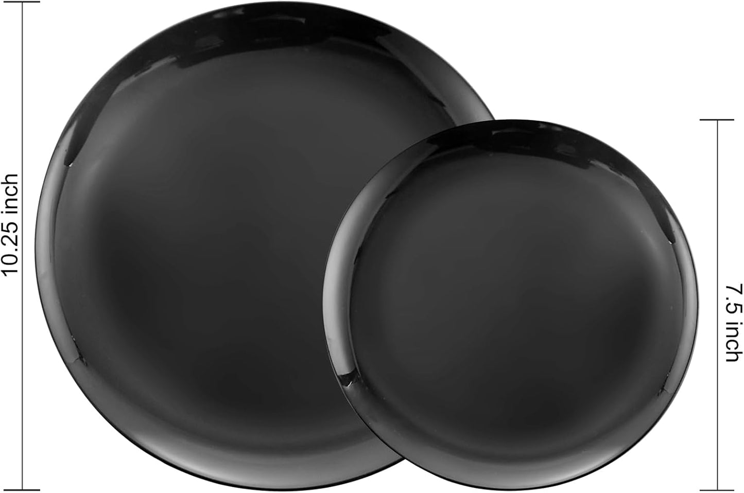 PULOTE 100PCS Black Plastic Plates Disposable - Premium Heavy Duty 50 Black Dinner, 50 Dessert/Salad Plates - Ideal for Party, Halloween