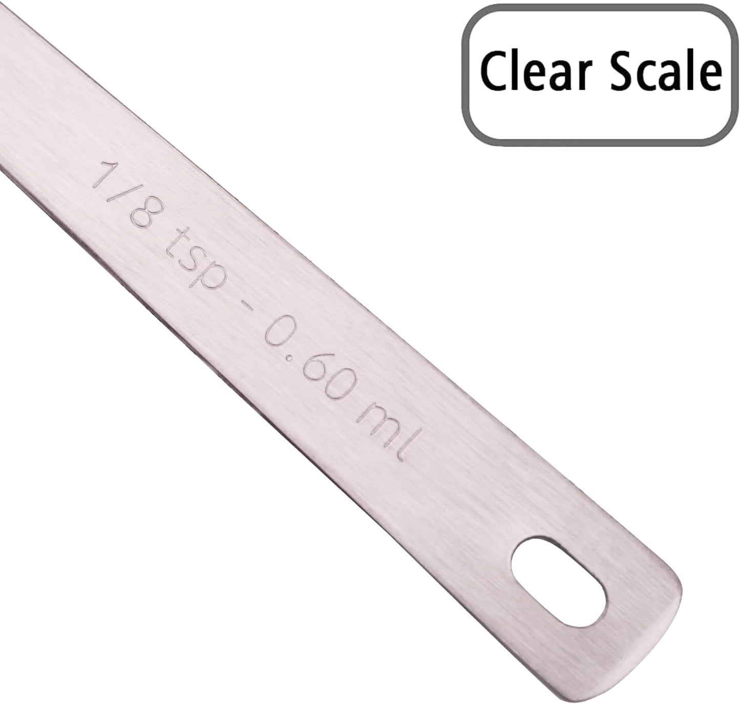 2PCS 1/8 Teaspoon(1/8tsp, 0.6ml) Single Tiny Measuring Spoon, Small Individual Stainless Steel Measure Spoons Only