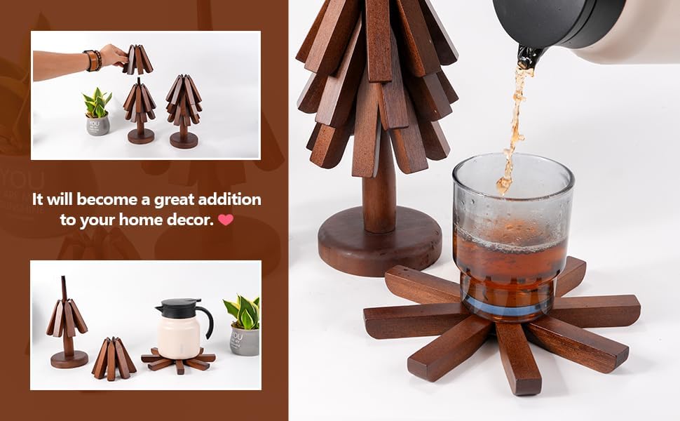 Trivets Tree Set of 3 Trivets for Hot Dishes Hot Pad Bowls and Teapots Coaster for Teapot Potholder Kitchen Gift Creative Gift, Table Decoration