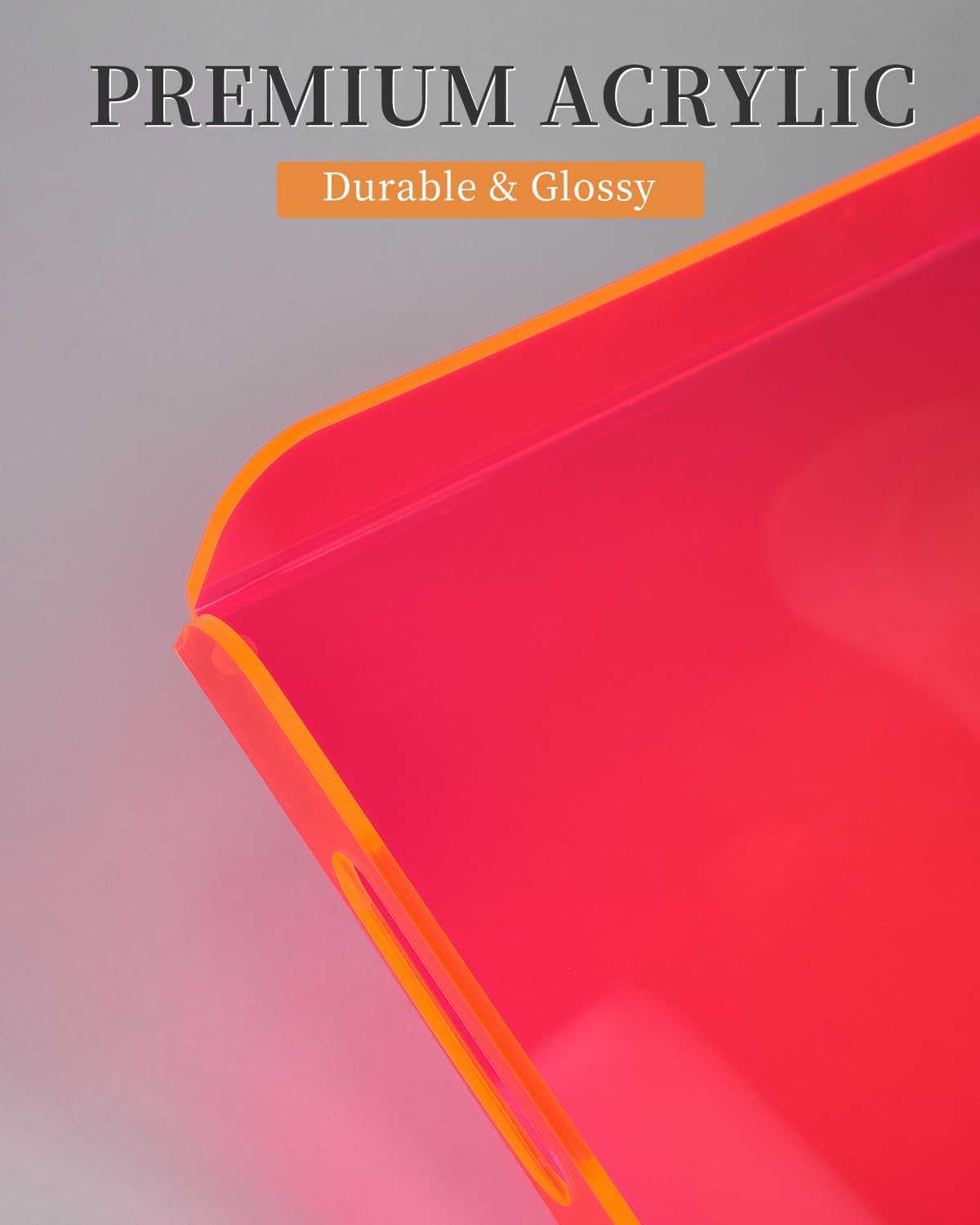 Neon Pink Acrylic Tray 15x10.2 Inches - Bold and Bright Serving Tray for Kitchen, Parties, and Home Organization - Durable and Stylish
