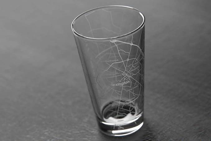 Well Told Engraved Lexington Kentucky Map Pint Glass, Etched Beer Gift (16 oz, Clear) City Map Pint, Custom City Glassware, Gifts For Beer Lovers