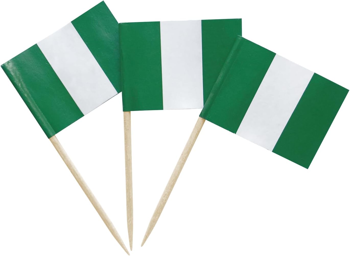100 Pcs Nigeria Flag Nigerian Toothpick Flags, Small Mini Stick Cupcake Toppers Nigerian Flags Cocktail Picks