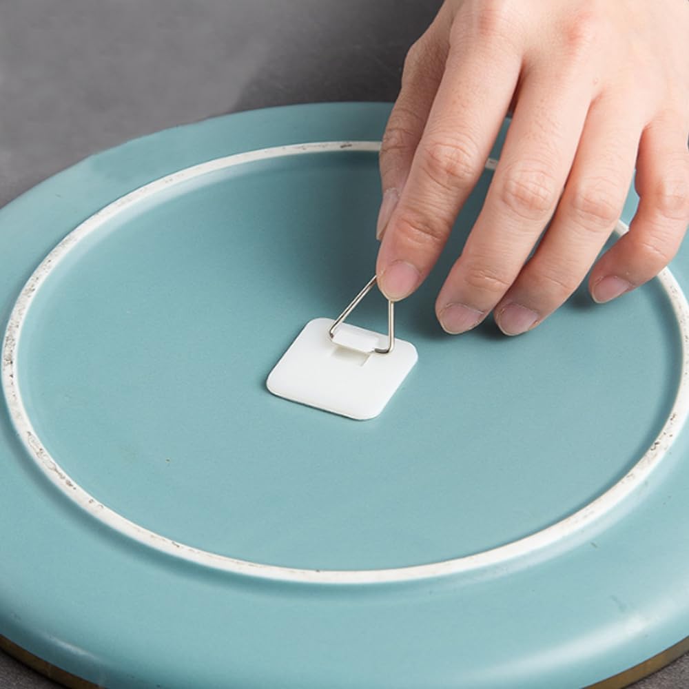 20 Pack Invisible Adhesive Plate Hangers for Wall - 1.25 Inch Vertical Plate Holders Display Set for Decorative Plates, Art, Porcelain