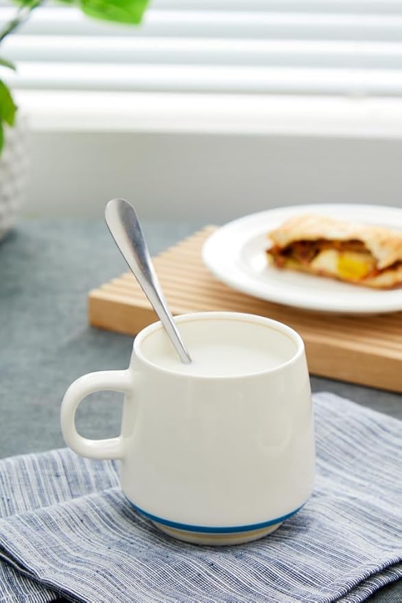 11 Ounce Porcelain Coffee Mugs Set of 6 with Handle Perfect for Coffee, Tea, Milk, Chocolate and Latte, Ceramic Coffee Cups Set for Man and Woman (Cozy Blue)