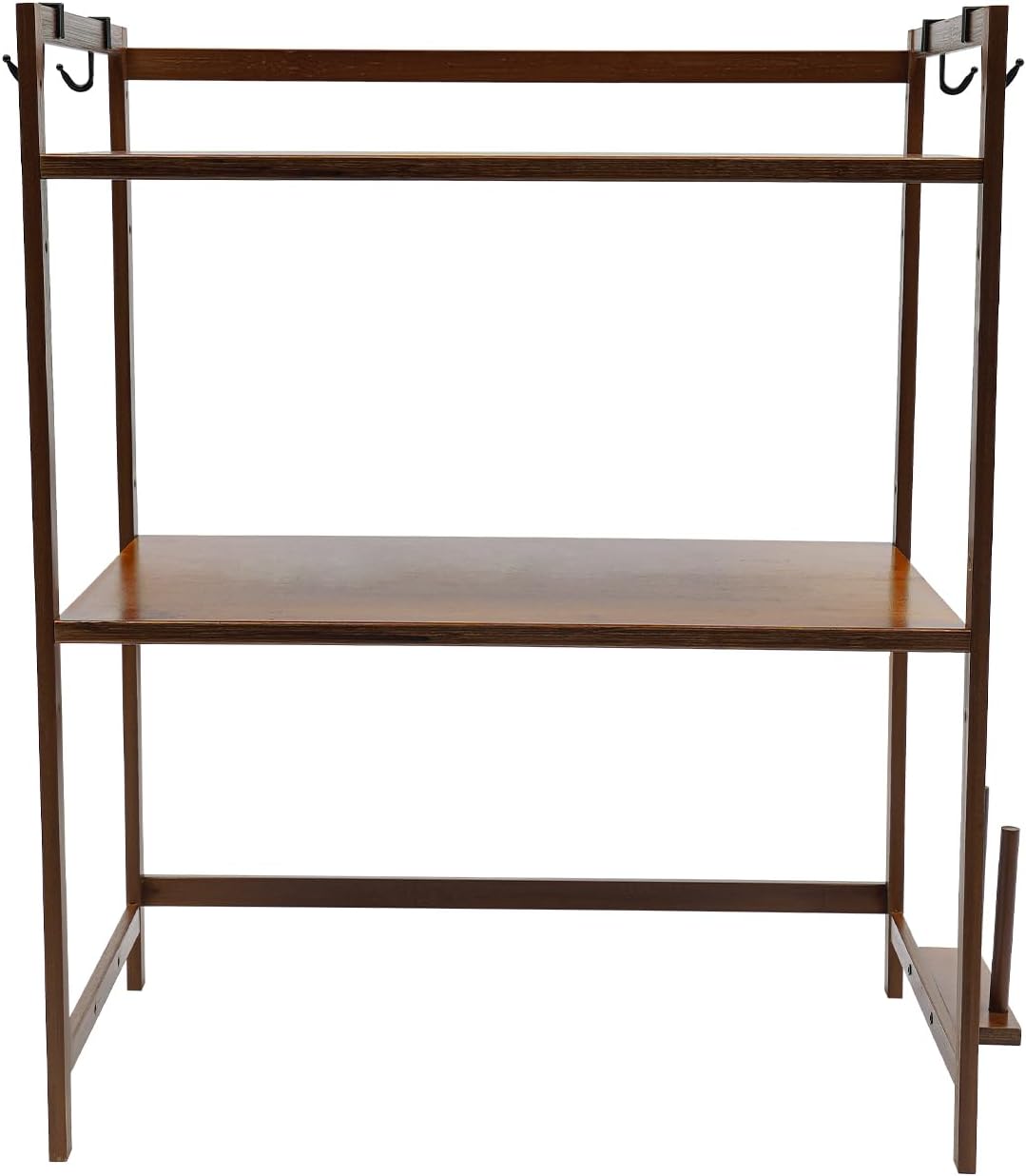 Shelves Organizers for Kitchen,2-Tier Bamboo Kitchen Countertop Organizer Shelves with 4 Hooks,Kitchen Storage Rack Countertop,Spice Rack Organizer,Bathroom Countertop Organizers and Storage,Tawny
