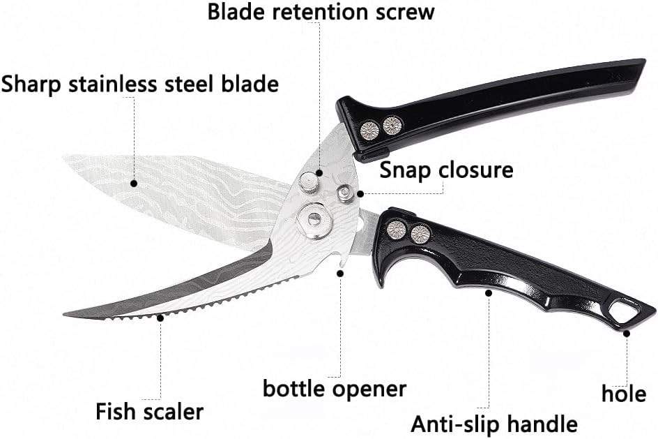 Heavy Duty Poultry Shears.Kitchen Scissors, 420J2 Stainless Steel Detachable Scissors – Ideal for Kitchen Poultry Prep : Thanksgiving Turkey, Chicken & Meat Cutting/black