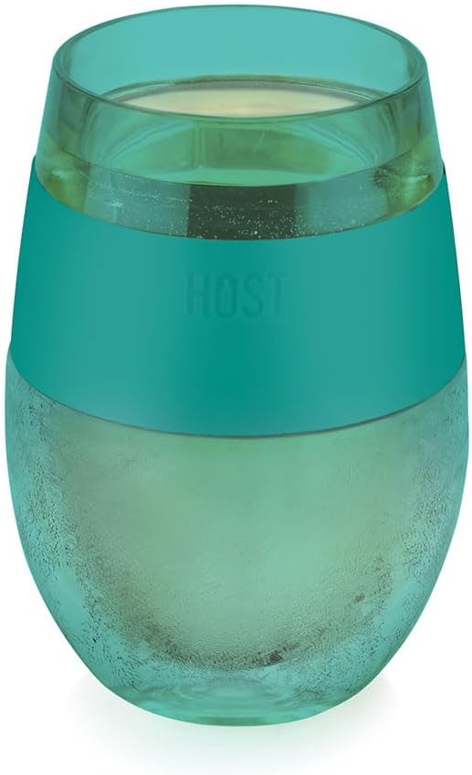 HOST Cooling Cup, Set of 1 Double Wall Insulated Freezable Drink Chilling Tumbler with Freezing Gel, Glasses for Red and White Wine, 8.5 oz, Translucent Green