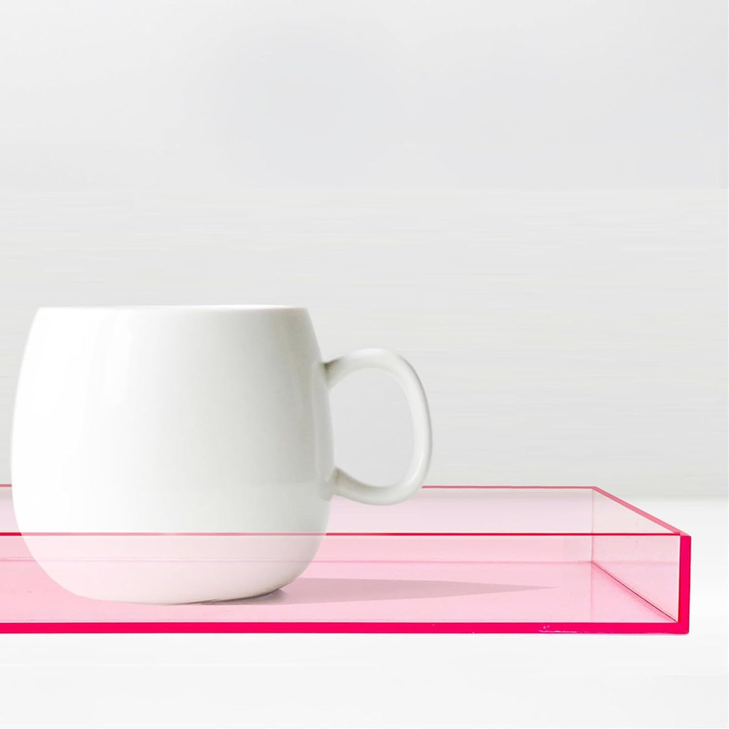 SetGame Pink Acrylic Serving Tray with Handles, Pink Decorative Storage Arylic Trays, Small Simple Vanity Tray Food Tea Fruit Dinner Snack Tray for Bar Kitchen Party, Bathroom Tray, 10X5 Inch