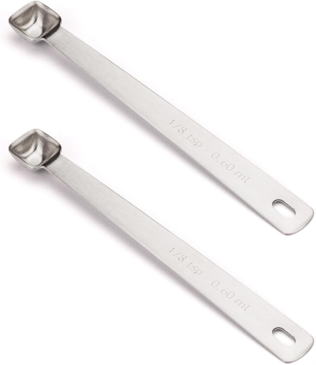2PCS 1/8 Teaspoon(1/8tsp, 0.6ml) Single Tiny Measuring Spoon, Small Individual Stainless Steel Measure Spoons Only