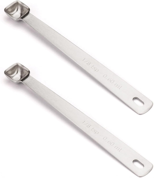2PCS 1/8 Teaspoon(1/8tsp, 0.6ml) Single Tiny Measuring Spoon, Small Individual Stainless Steel Measure Spoons Only