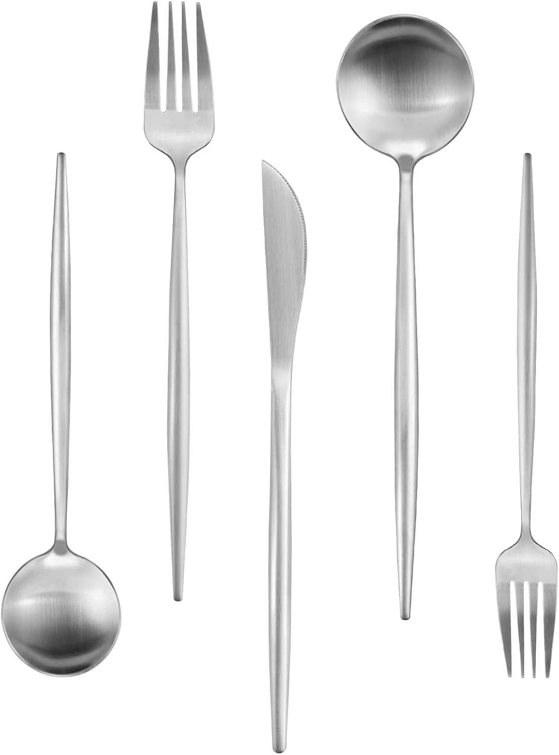 60-Piece Silverware Set, IBIILII JEFF Stainless Steel Flatware Set，Kitchen Utensil Set, Tableware Cutlery Set, Service for 12, Satin Finished Polished & Dishwasher Safe