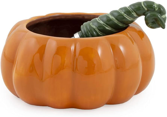 Boston International Ceramic Bowl and Stainless Steel Spreader, 4.5 x 2-Inches, Fall All Over