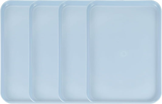 uxcell 4Pcs Plastic Serving Trays, 12.2 x 8.7 Inch Rectangle Food Trays Serving Cafeteria for Kitchen Restaurant Coffee Fruit Burger Lunch Dessert, Gray