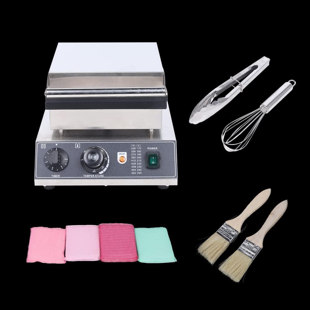 110V Pancake Making Machine 25PCS 1750W Commercial Electric Nonstick Stainless Steel Waffle Maker, with Thermostats & Timers Separate Control, for Home Kitchen Restaurant Bakery Leisure Snack Bar