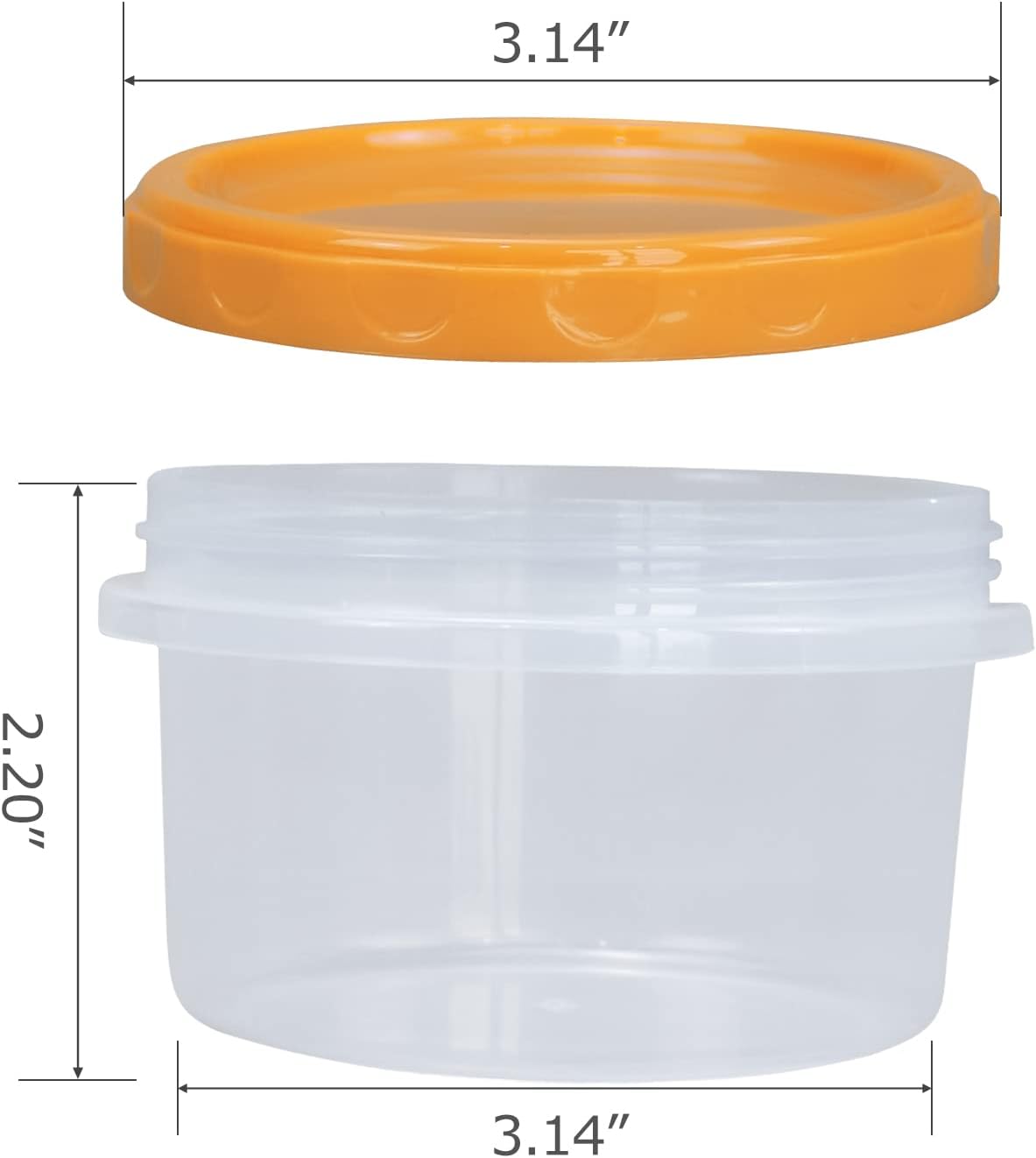 8 Ounce reuseable small plastic freezer storage container jars with screw lid for food snacks lunch(16Pcs, Yellow)