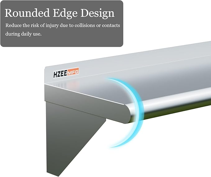 Stainless Steel Wall Mounted Shelf 14x24 Inches, 18 Gauge Commercial Shelves Metal Storage Rack Shelves for Kitchen, Restaurant, Garage and Laundry