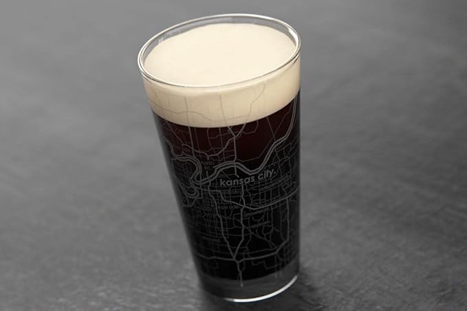 Well Told Engraved Kansas City Missouri Map Pint Glass, Etched Beer Gift (16 oz, Clear) City Map Pint, Custom City Glassware, Gifts For Beer Lovers