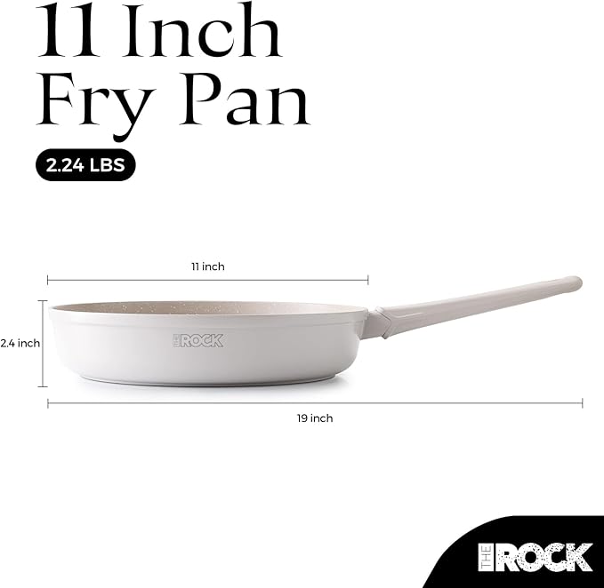 THE ROCK SOHO 11-Inch Ceramic Non Stick Frying Pan – Nothing Sticks, Never Warps, Lasts Longer, Non Toxic Skillet with Heat-Resistant Handle, PTFE PFOA & PFAS Free, Oven & Dishwasher Safe, Cream