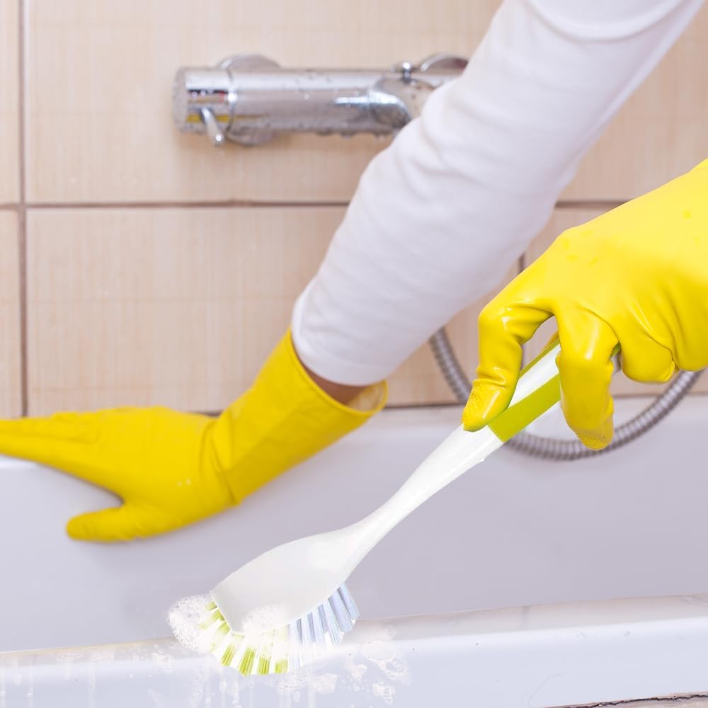 Dish Brush, Dish Scrubber & Kitchen Scrub Brush for Dishes, Pots, Pans, Sink, Cast Iron, Yellow-Green 3 Pack