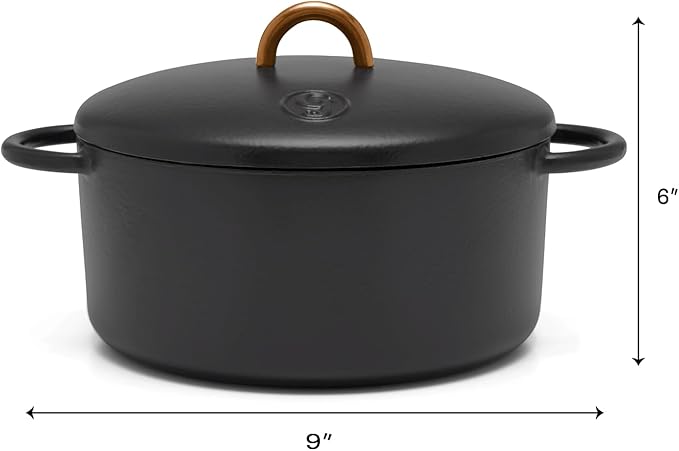 Great Jones Dutch Baby Dutch Oven with Lid (Pepper, 3.5-Quart) | Enameled Cast Iron, Round Shape | Safe for Stovetops & Ovens up to 500°F | Space-Saving & Dishwasher-Friendly | Small-Batch Cooking