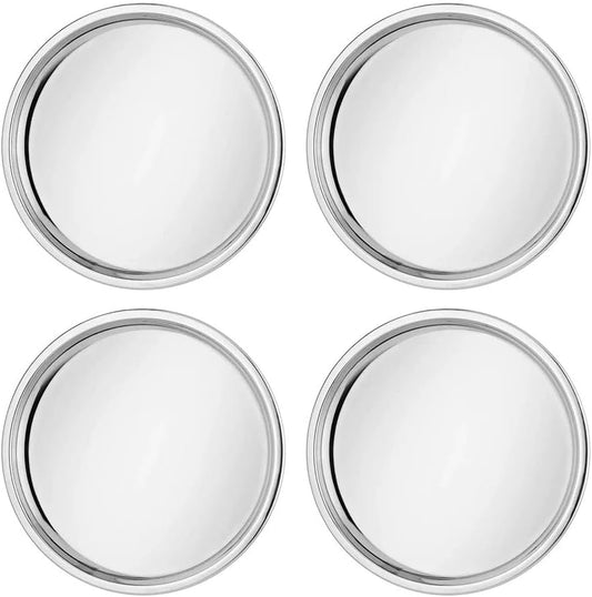 Ahimsa Stainless Steel Plates - 9" Round Classic Stainless Steel Kids Plates, Non Toxic Plate, Camping Plate, BPA Free & Dishwasher Safe (Set of 4)