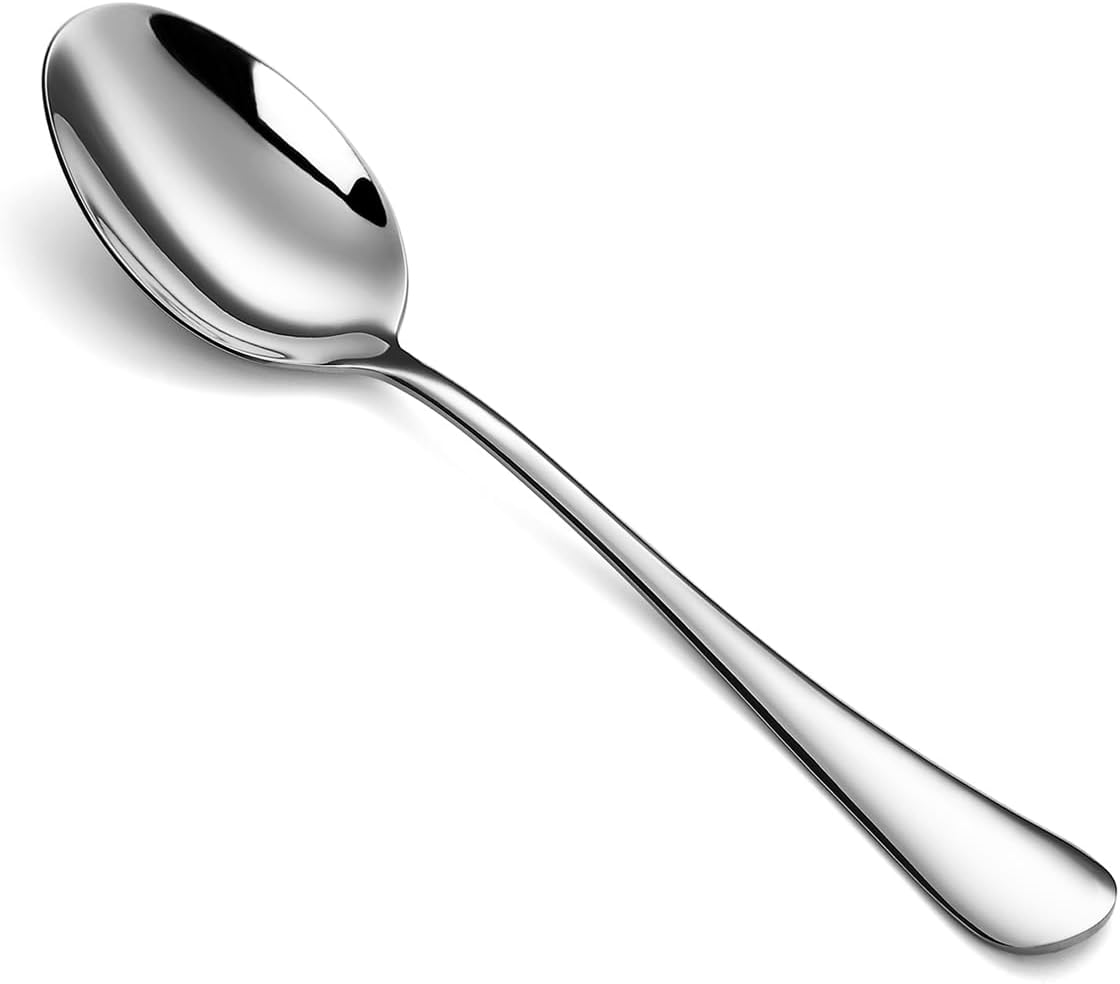 WYT Dinner Spoons Set for 8, Stainless Steel 8-Piece Flatware Spoons Set, Modern Silverware Dinner Spoon, Mirror Polished, Dishwasher Safe, 7.9 Inches