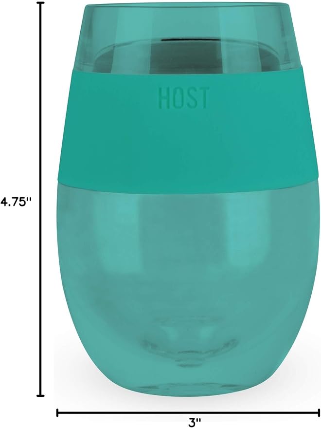 HOST Cooling Cup, Set of 1 Double Wall Insulated Freezable Drink Chilling Tumbler with Freezing Gel, Glasses for Red and White Wine, 8.5 oz, Translucent Green