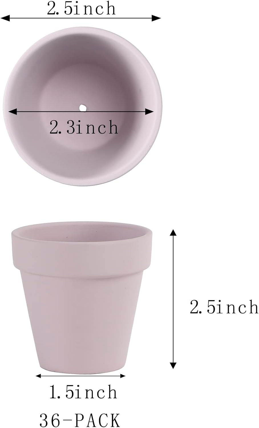 36 PCS Small Mini Pink Clay Pots with Drainage Holes, 2.5inch Terra Cotta Pot Clay Ceramic Pottery Planter, Succulent Nursery Pot/Cactus Plant Pot, for Indoor/Outdoor Plants, Crafts, Wedding Favor