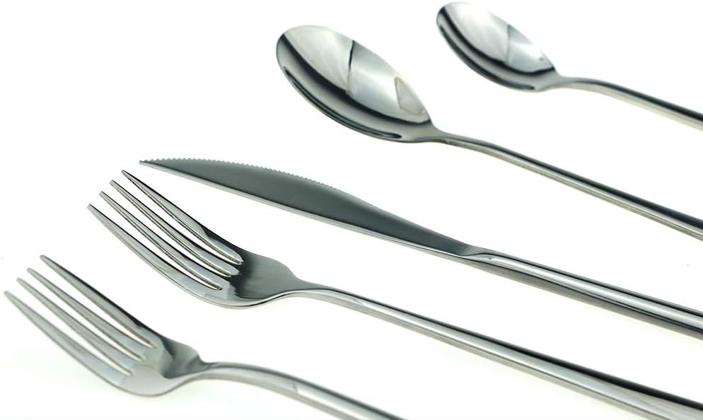 JASHII Mirror Polished Silver 20-Piece SUS304 Stainless Steel Flatware Set,Silverware Set Dinner Knife Fork Spoon Dessert Fork Salad Spoon Service for 4