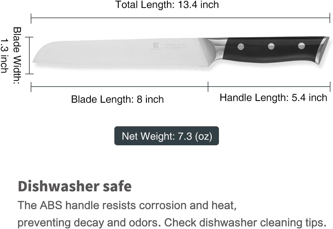 8 Inch Bread Knife Home Cooking Chef Gifts for Women Men: A Wide Wavy Edge Serrated Knife with an Upgraded Stainless Steel Razor Sharp Black Handle - for Delicious Homemade Bread, Bagels, and Cake.