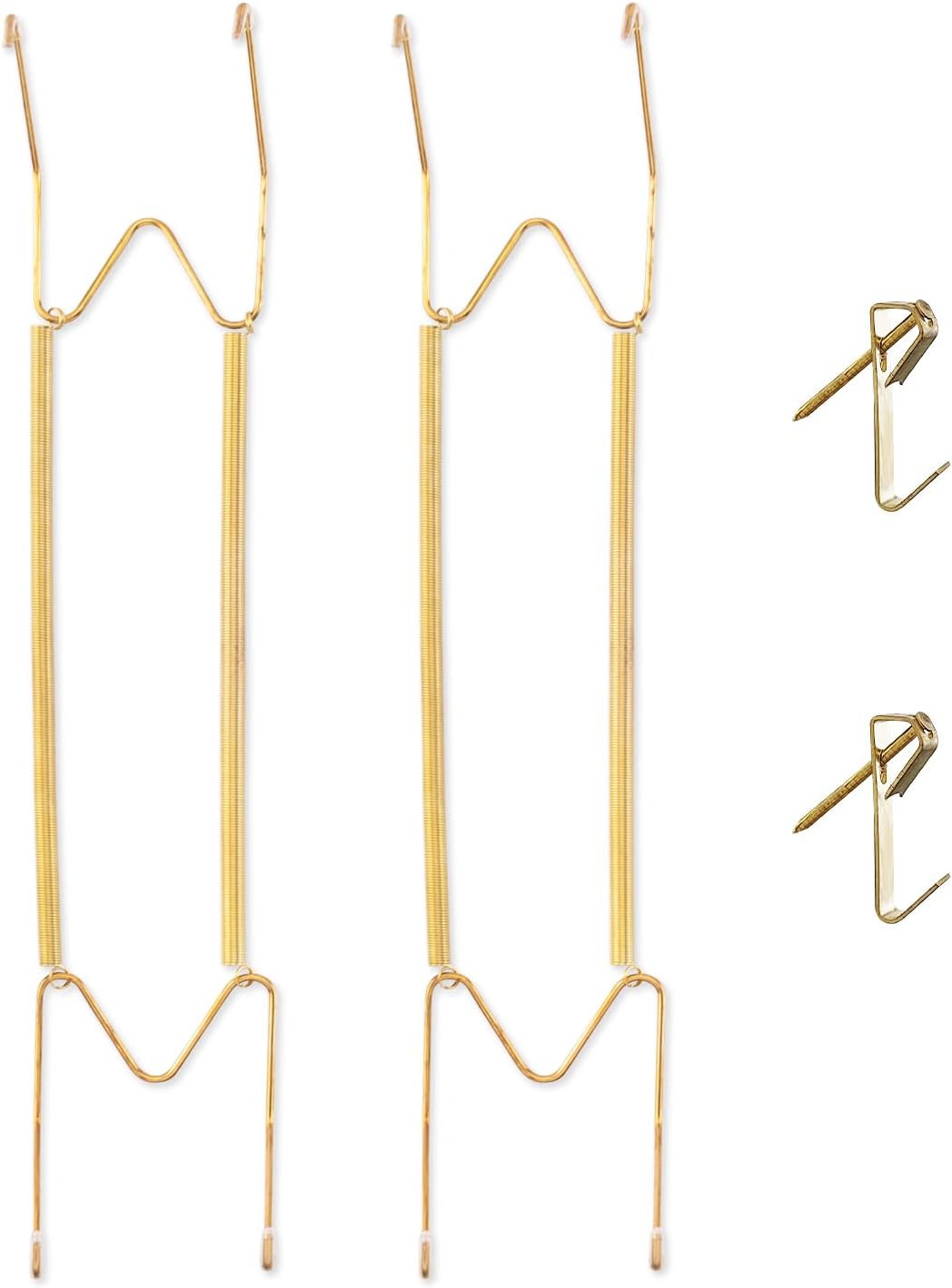 Bilillo 2 Pack Plate Hangers for Wall, 16–20 Inch Large Decorative Plates, Stainless Steel Invisible Heavy Duty Spring Plate Holders with Wall Hooks, Secure Display for Platters and Collectible Plates