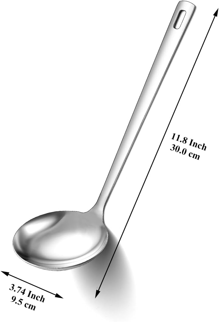 Berglander Stainless Steel Soup Ladle, 11.8" Durable Ladel Spoon for Serving or Cooking, Dishwasher Safe, Durable & Rust-Resistant Cooking Utensil