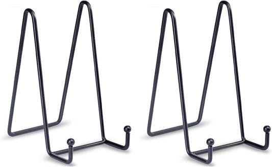 LIONWEI LIONWELI Plate Stands for Display - 6 Inch Metal Easels 2 Pack - Sturdy Tabletop Holders for Decorative Plates, Picture Frames, Books, Tablets, Vinyl Records & More - Black