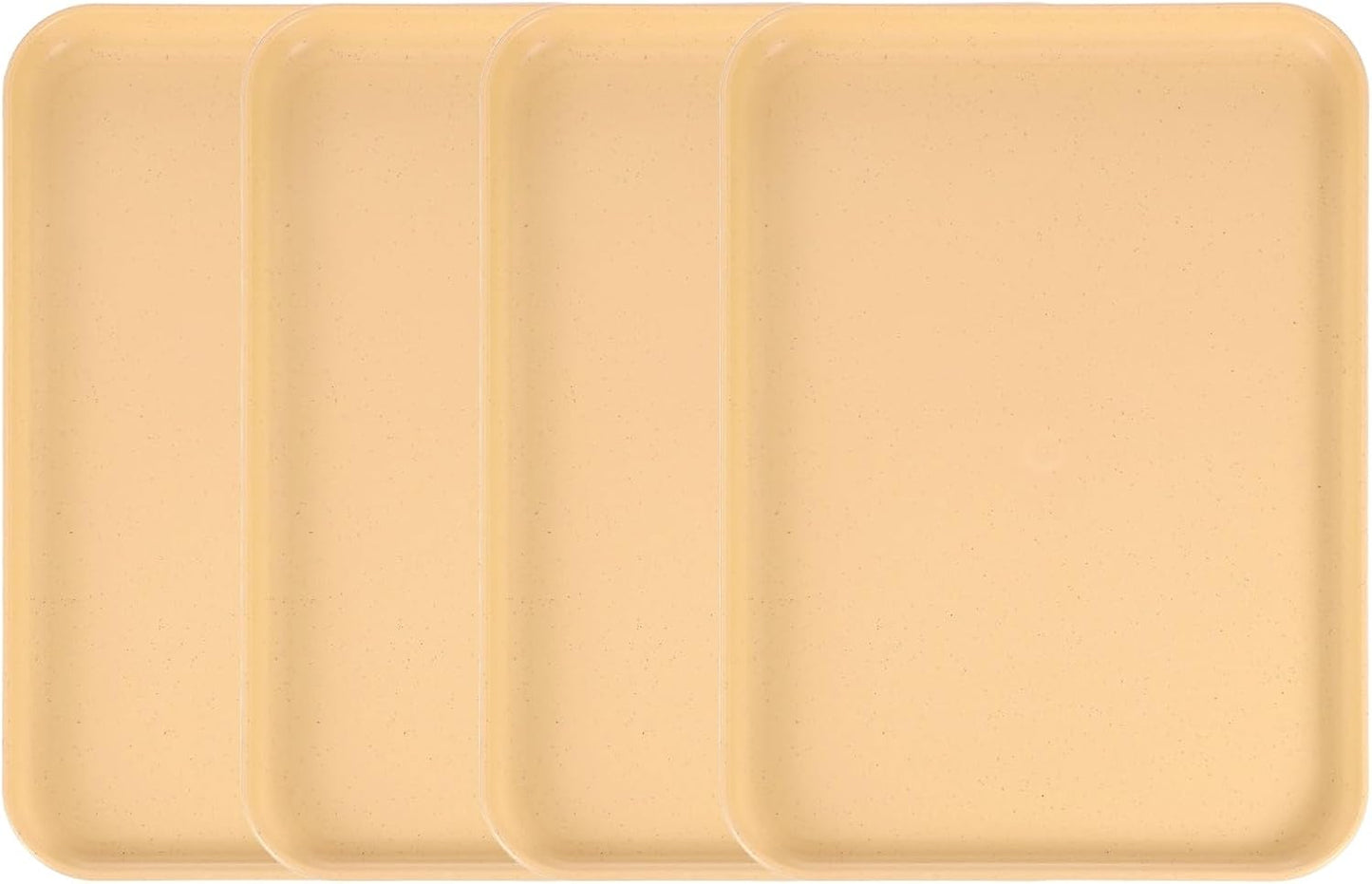 uxcell 4Pcs Plastic Serving Trays, 12.2 x 8.7 Inch Rectangle Food Trays Serving Cafeteria for Kitchen Restaurant Coffee Fruit Burger Lunch Dessert, Yellow