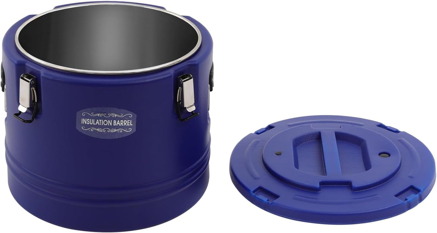 DYNAMI Large Insulated Food Container,8 Gallon Portable Commercial Food Warmer Insulated Soup Container Cold Hot Box for Catering,Stainless Steel Inner Liner, Sealed and Leak-proof (Navy Blue, 8 Gal)