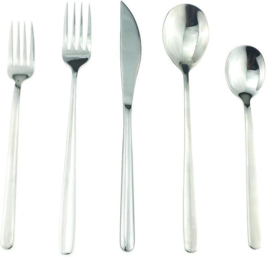 JASHII SUS304 Stainless Steel Flatware Cutlery Set For Home Kitchen Restaurant Hotel, Mirror Polished, 20-Piece Silverware Set for 4, Dishwasher Safe (Full Silver)