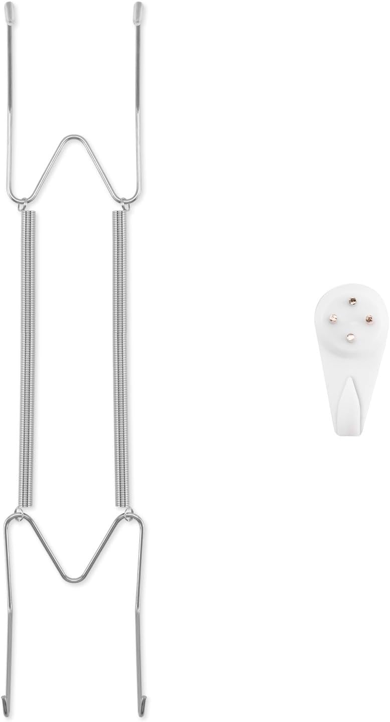 Plate Hangers for The Wall, Suitable for 10-14 inch Decorative Plate, Stainless Steel Wire Plate Holder with Wall Hooks and Rubber tip Protectors, Plate Hangers for Displaying Plates, Platter, Silver