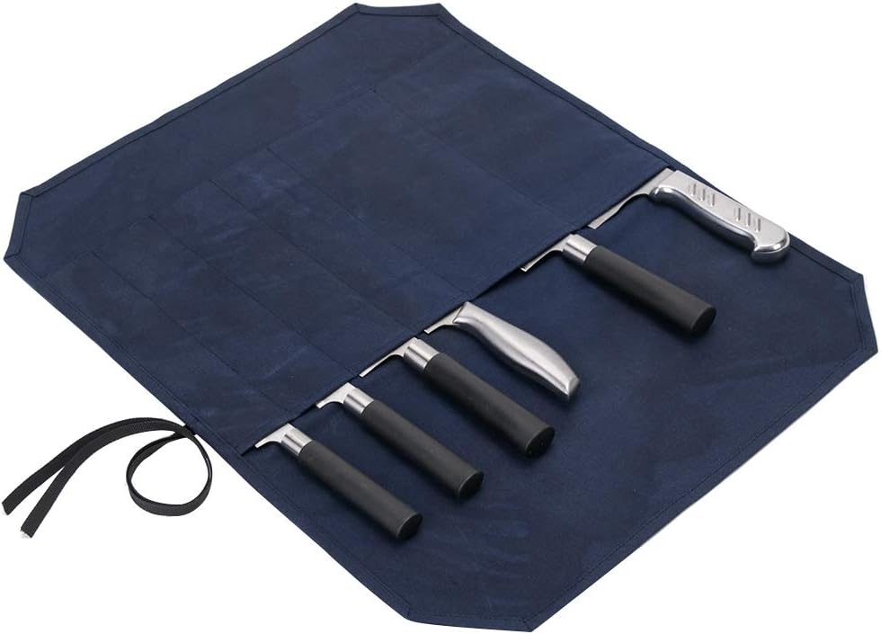 Chef’s Knife Roll Case, Waxed Canvas Cutlery Knives Holders Protectors, Home Kitchen Cooking Tools And Utensils Wrap Bag Wallet, Multi-Purpose Brush Roll Bag, Travel Tool Roll Pouch