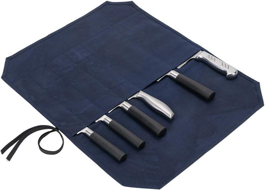 Chef’s Knife Roll Case, Waxed Canvas Cutlery Knives Holders Protectors, Home Kitchen Cooking Tools And Utensils Wrap Bag Wallet, Multi-Purpose Brush Roll Bag, Travel Tool Roll Pouch