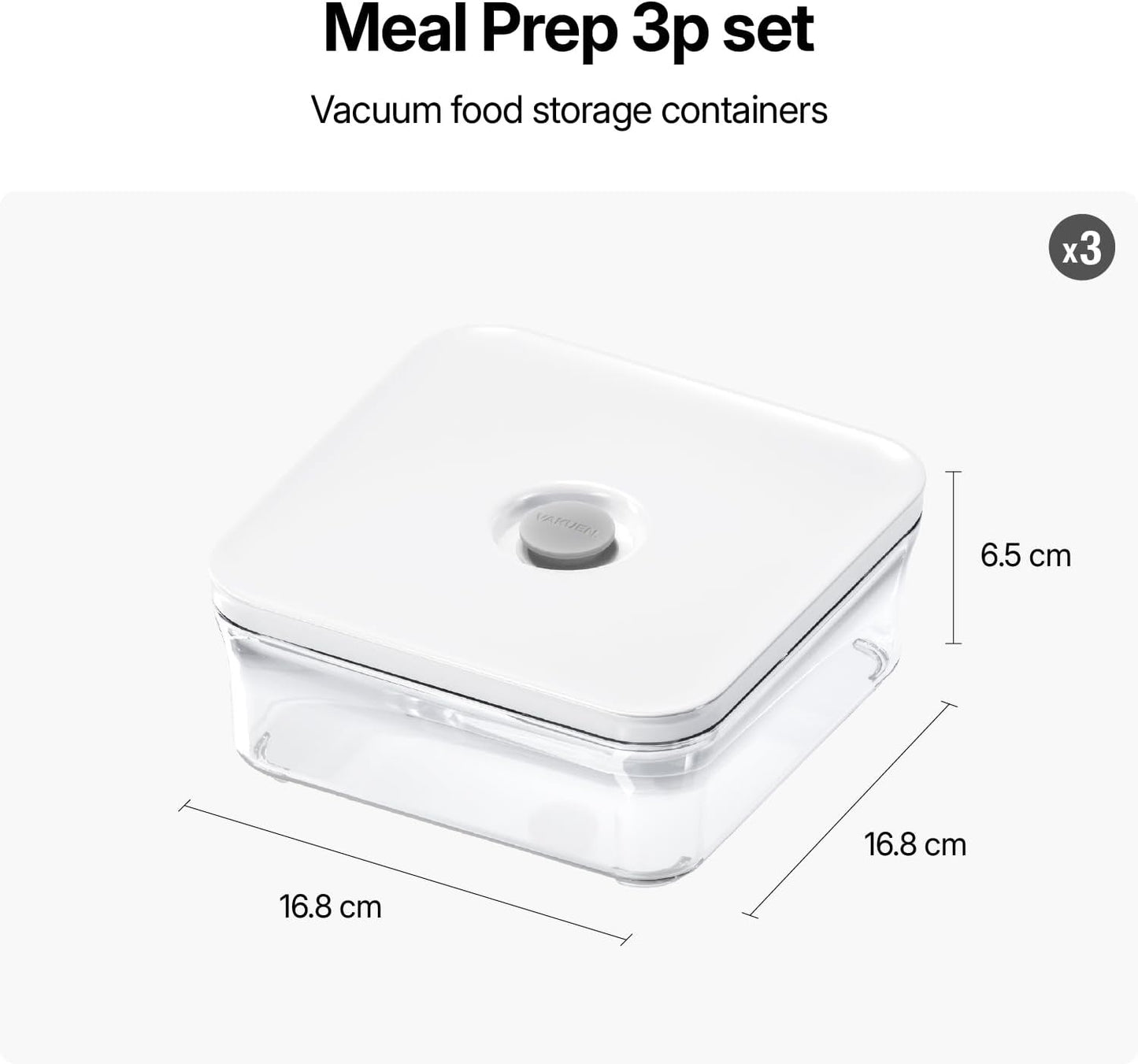 VAKUEN Premium Airtight Food Storage Container. Meal Prep 0.85qt 3pc/Set. 3pcs Container. Patented Double Silicone Lining, 100% Leak Proof, BPA-FREE