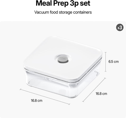 VAKUEN Premium Airtight Food Storage Container. Meal Prep 0.85qt 3pc/Set. 3pcs Container. Patented Double Silicone Lining, 100% Leak Proof, BPA-FREE