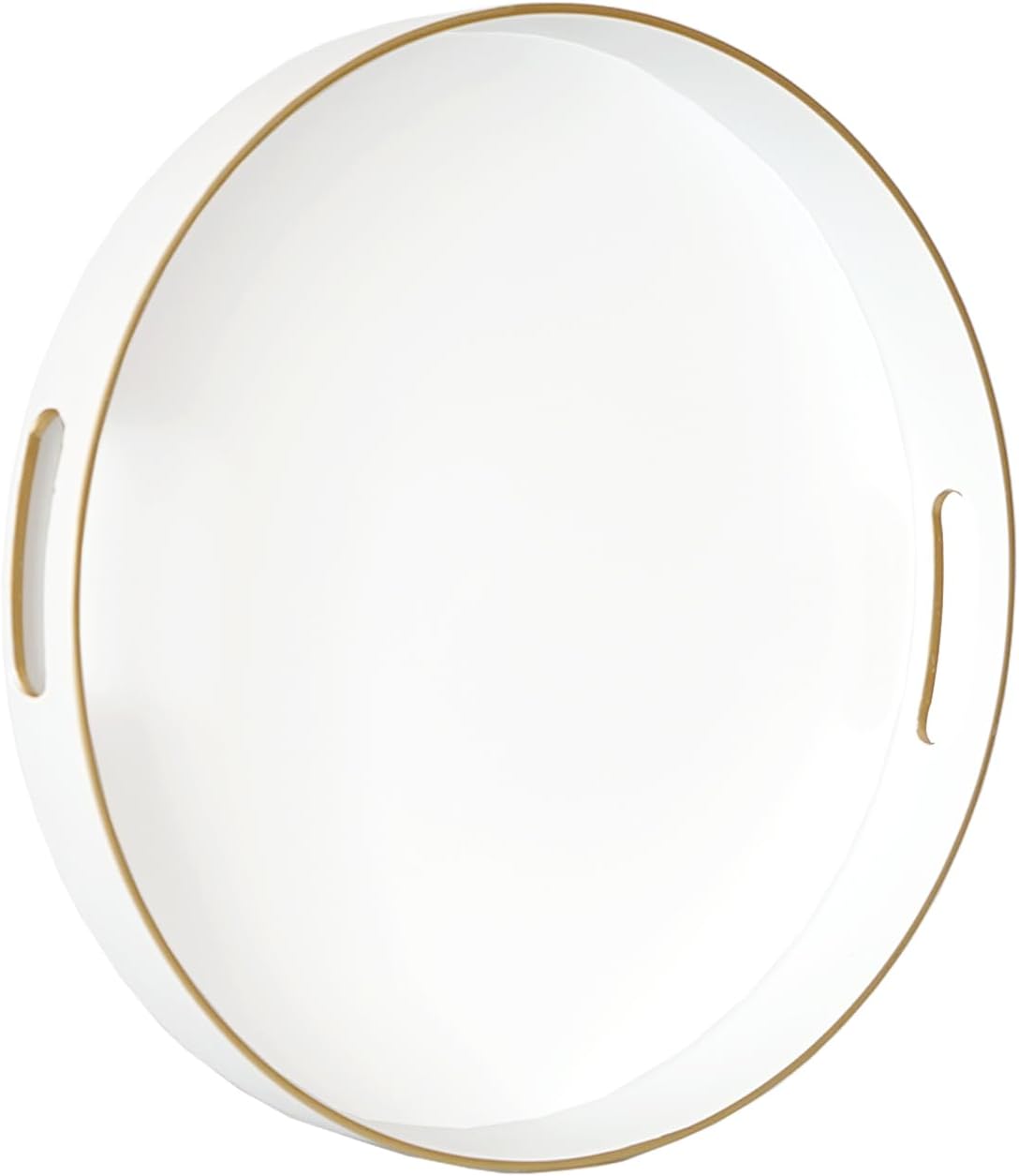 Gifturbo White Round Serving Tray,Decorative Serving Trays with Handles, Coffee Table Tray Ottoman Round Plastic Trays for Living Room, Bathroom