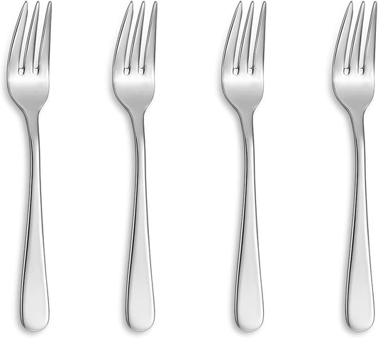 KEAWELL Premium Louise Forks, Set of 4, 18/10 Stainless Steel, Forks Silverware with Round Edge, Exceptional Mirror Finish, Dishwasher Safe (6.1" Small Fork)
