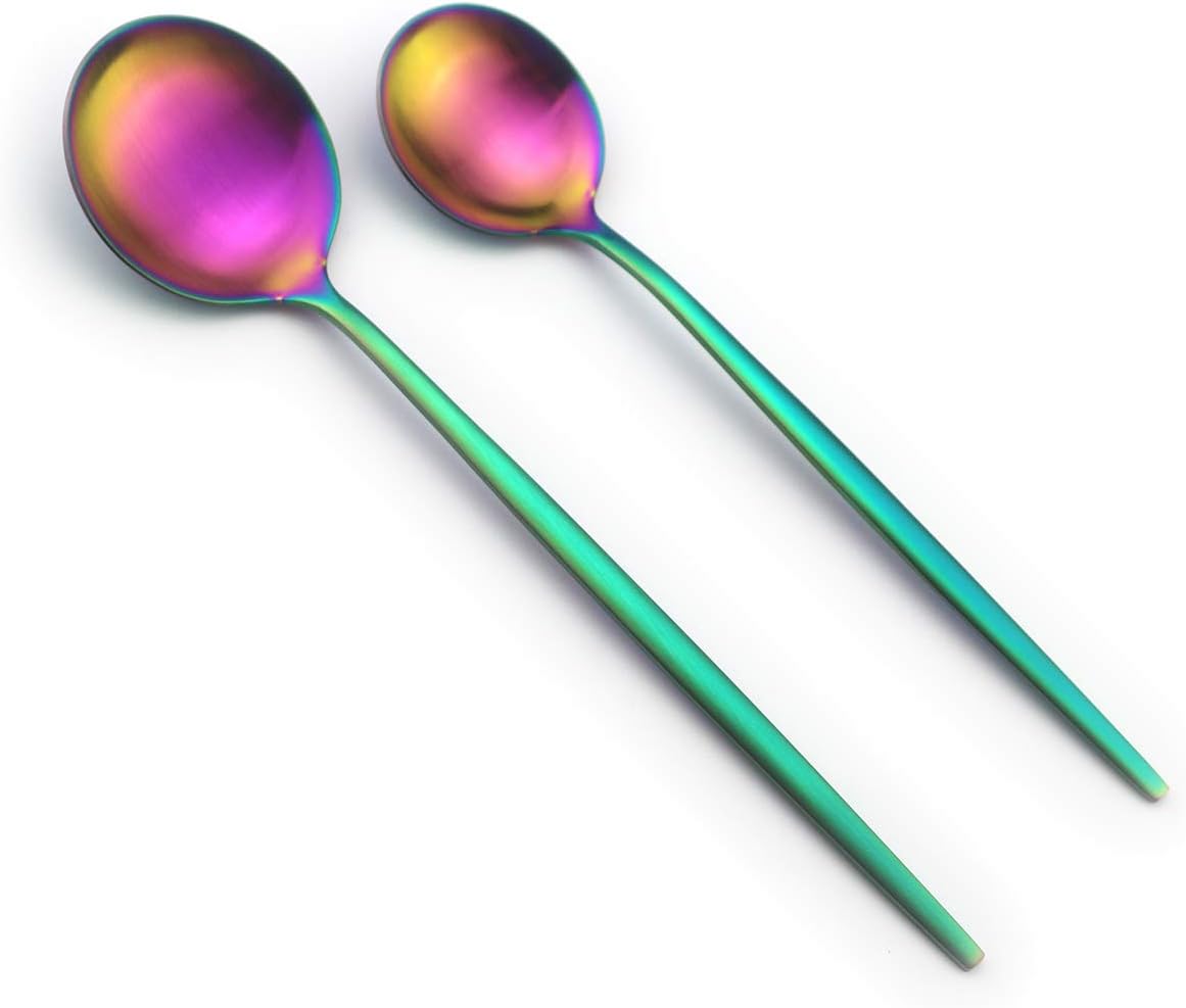 40-Pieces Silverware Set, Flatware Sets Satin Finish, 304 Stainless Steel Utensils Dishwasher Safe Service for 8, Include Dinner Knife/Fork/Spoon Dinnerware Sets (Matte Rainbow)