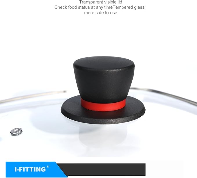 Square Glass Lid for Grill Pans with Steam Vent Hole - Fits Lodge Cast Iron Skillets 10.5inch(26.67cm) - Square Tempered Glass Lid - Universal Replacement Cover Bakelite Round Knob