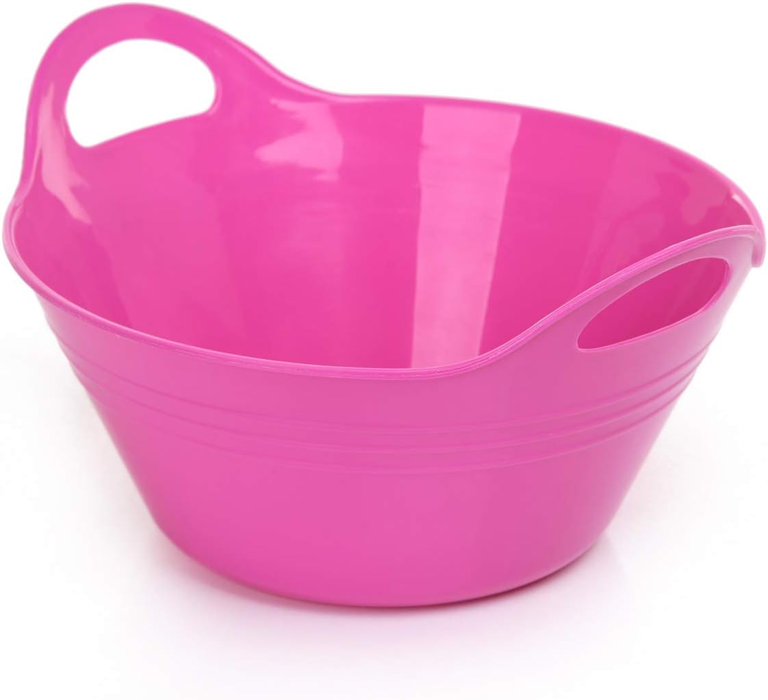 Mintra Home Plastic Bowls with Handles (4.5L Large 2pk, Fuchsia)
