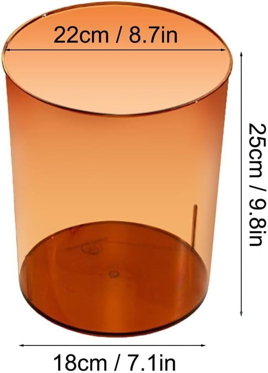 Bathroom Trash Can 8.7 x 7.1 x 9.8 Inch Small Trash Can Plastic Wastebasket Large Capacity Orange Round Garbage Can for Bathroom Bedroom Office Kitchen Dorm Room (L)