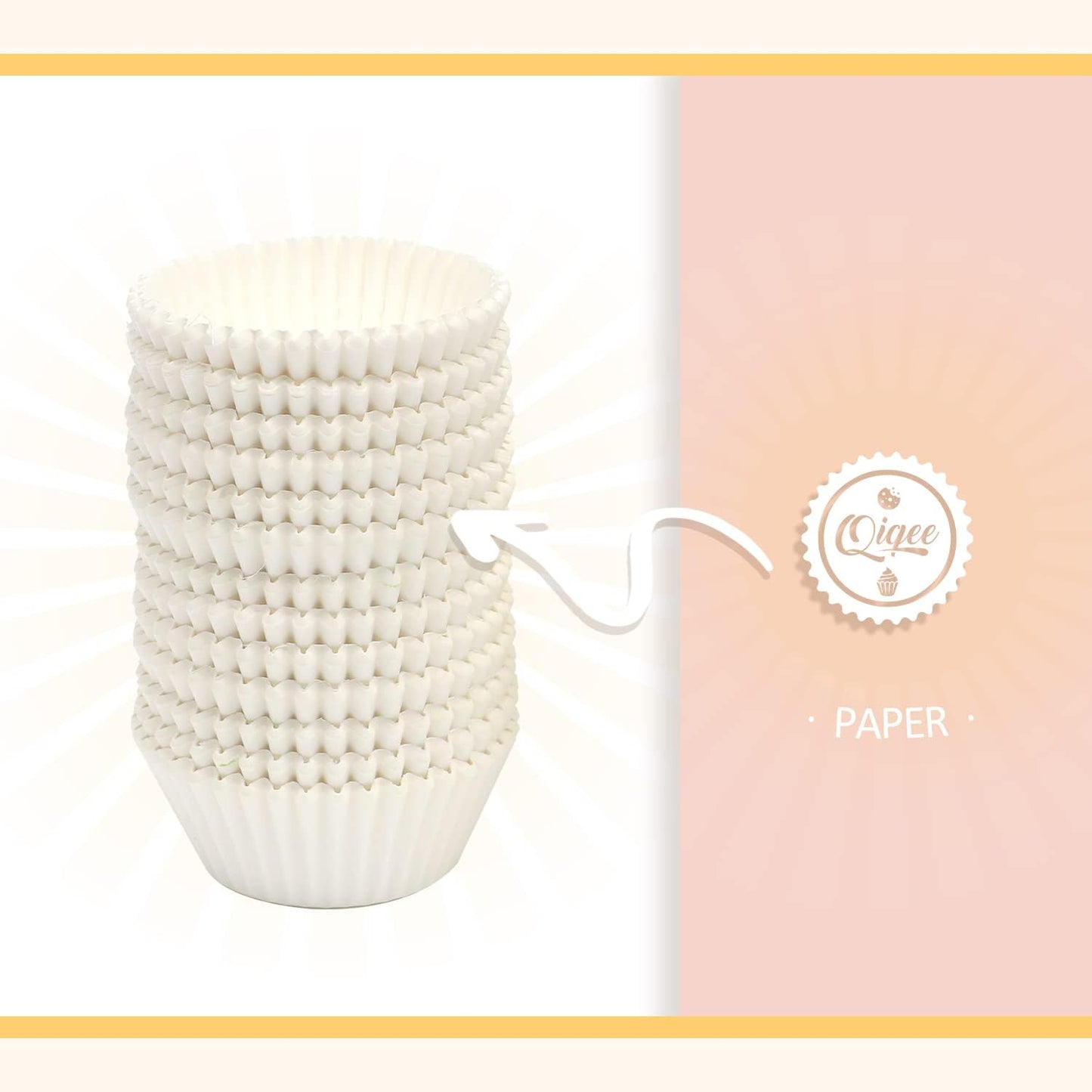 qiqee 600 Count Large Size Cupcake Liners White Muffin Liners Food Grade Jumbo Baking Cups Paper No Smells（Large Size）